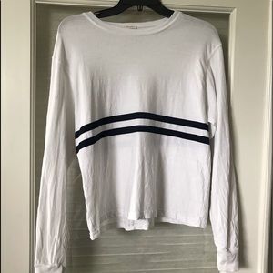 John Galt white & navy long sleeve tee size S